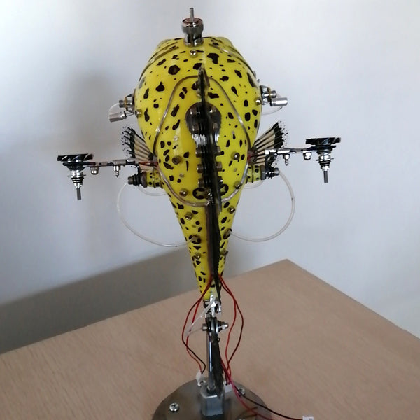 Steampunk Metal Yellow Fish Sculpture Model Kits 3D Handmade Assembled