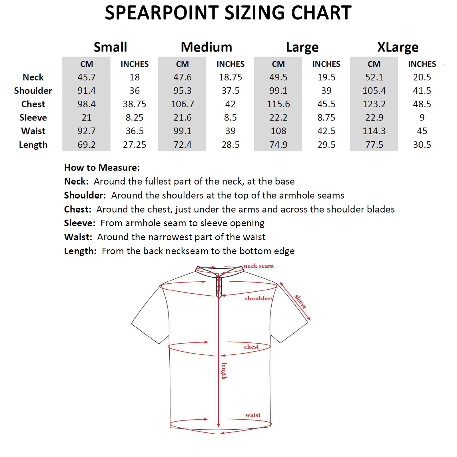 Short Sleeve Henley Shirt Chart