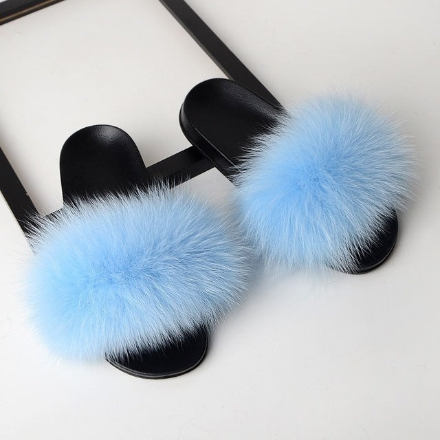 Fur Slides Home Furry Flat Sandals 