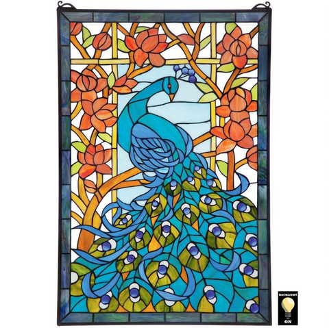 Peacock's Paradise Stained Glass Window