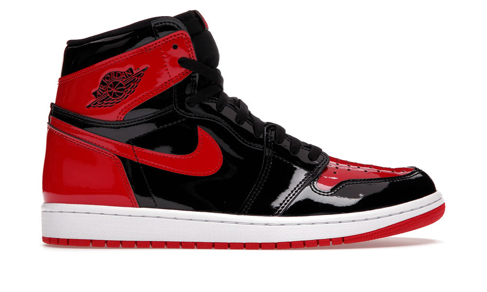 black and red patent jordans