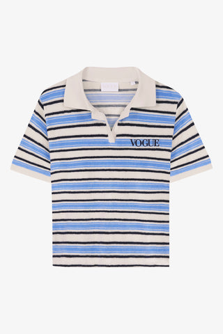 VOGUE Polo-Shirt gestreift Blau mit Logo-Stickerei – VOGUE Collection