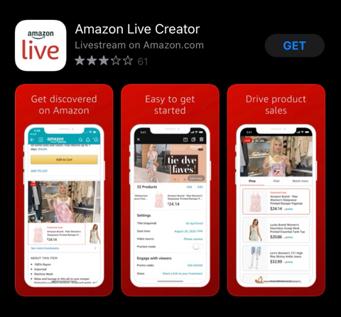 amazon live app store screen for amazon live creator get discovered on amazon easy to start drive product sales