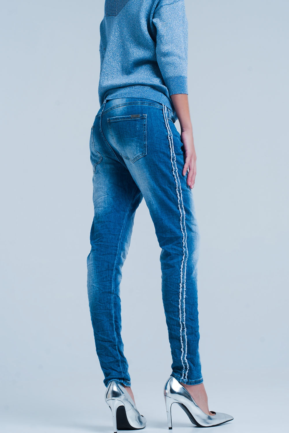 blue jeans with stripe