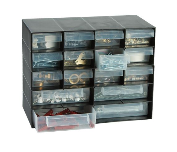 photo of RS PRO Black, PP 16 Drawer Unit, 210mm x 270mm x 130mm - Small Parts / Component Storage