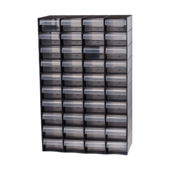 photo 1 of RS PRO Black, Plastic 40 Drawer Unit - Small Parts Storage Cabinet