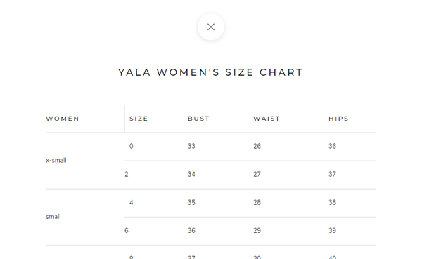 Shopify Smart Product Size Charts