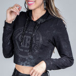 drawstring crop hoodie