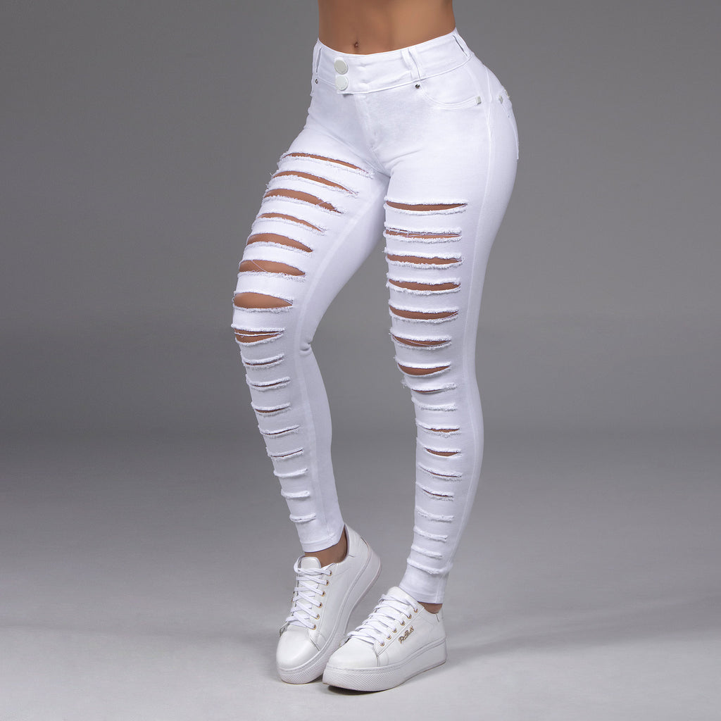 white ripped skinny jeans