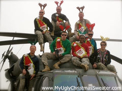 ugly christmas sweater military in wacky santa sweaters