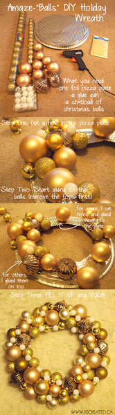 Super easy DIY ornament wreath. Visit www.MyUglyChristmasSweater.com for info and party sweaters.
