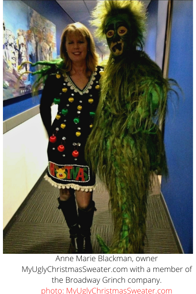 anne marie blackman in christmas dress and grinch on fox news