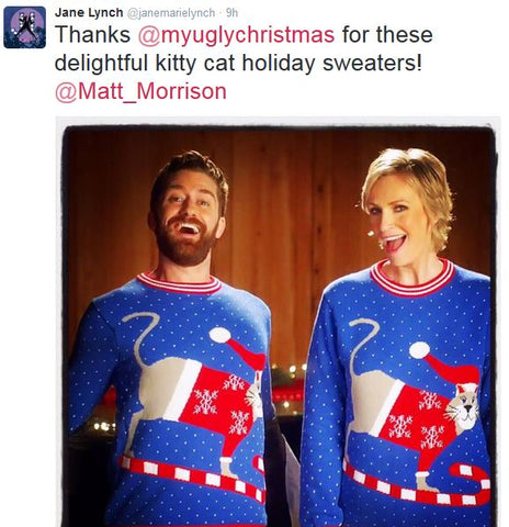 jane-lynch-matthew-morrison-febreze-cat-sweaters