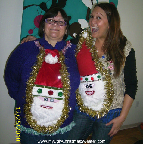 wacky santa matching christmas sweaters