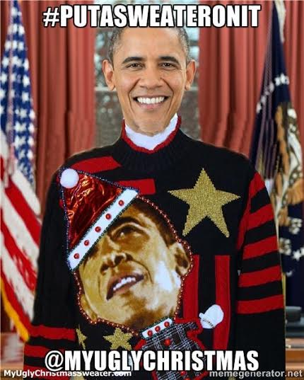 president obama putasweateronit christmas sweater