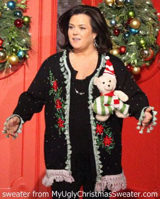 ugly christmas sweaters on the Rosie Show from my ugly christmas sweater, inc