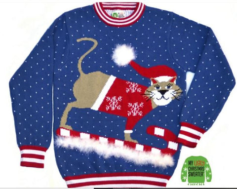 sledding-cat-christmas-sweater-with-snow