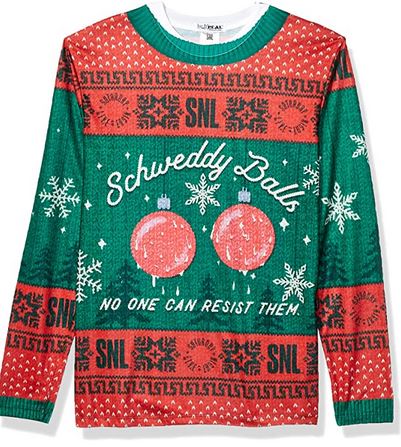 schweddy balls ugly christmas sweater on amazon