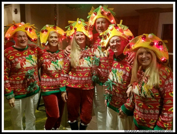 group-matching-taco-christmas-sweater-and hats