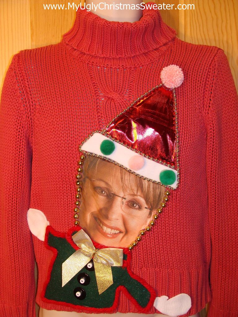 Sarah Palin "Santa" Tacky Christmas Sweater Party Winner – My Ugly ...