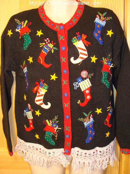 Ugly Christmas Sweater with Scary Stockings