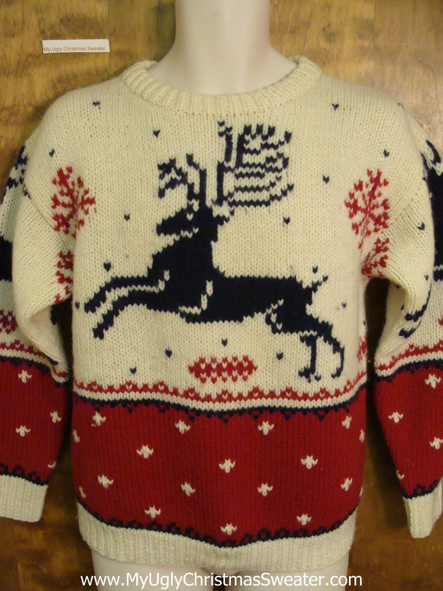 Leaping Reindeer Classic Christmas Jumper Pullover – My Ugly Christmas Sweater
