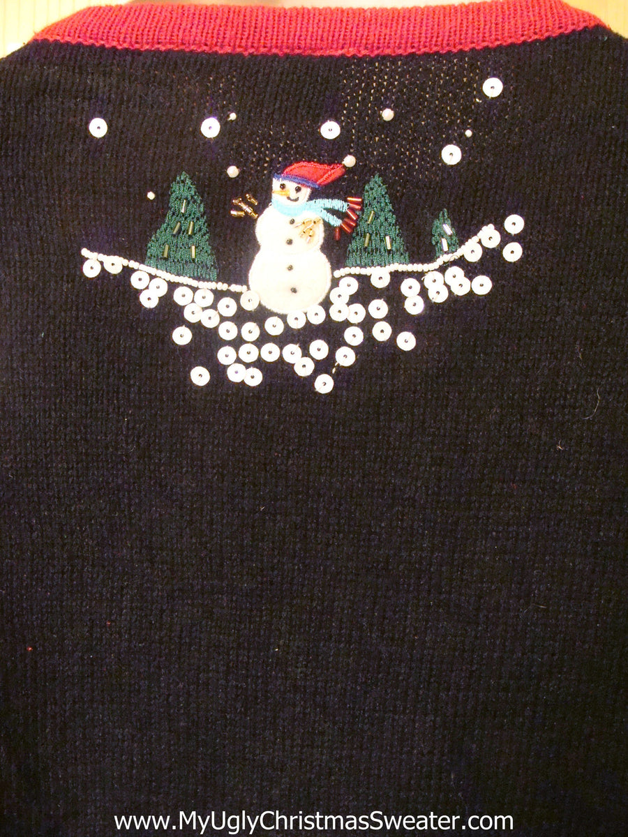 Light Up Christmas Sweater Bling Sequin Snowmen – My Ugly Christmas Sweater