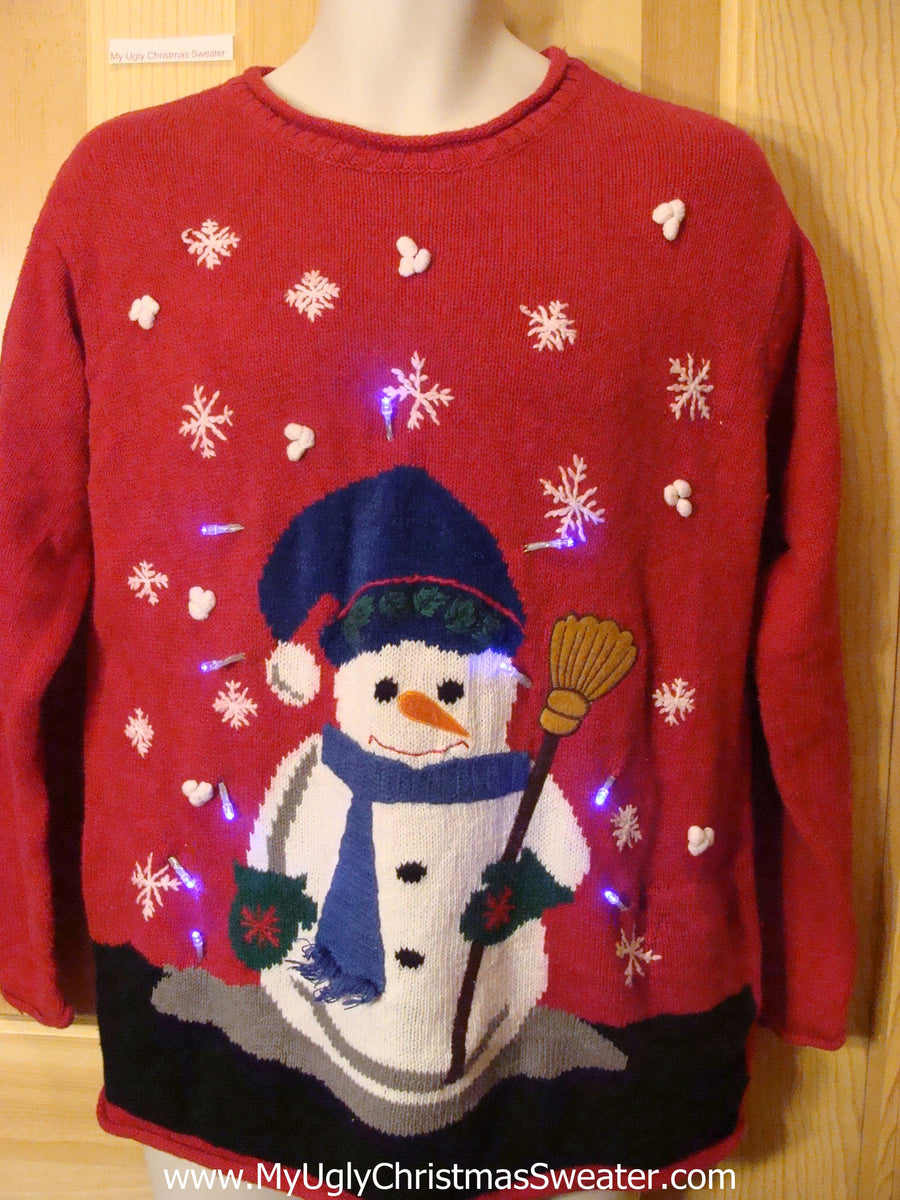 Light Up Ugly Xmas Sweater Snowman and Ice Skates – My Ugly Christmas ...