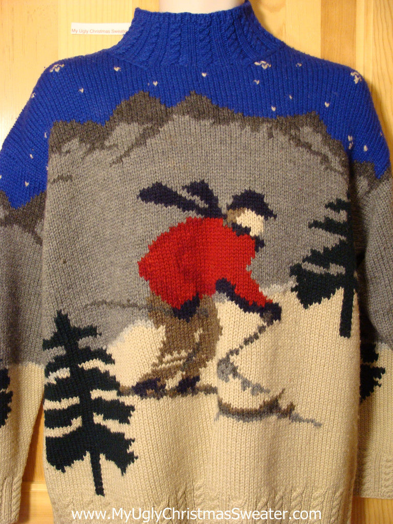 Ugly Christmas Sweater Party Vintage Ralph Lauren Sweater with Skier o – My Ugly  Christmas Sweater