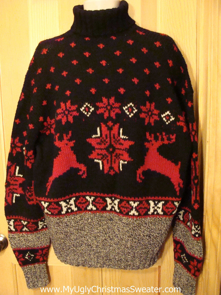 Ugly Christmas Sweater Party Vintage Ralph Lauren 2sided Reindeer Swea ...