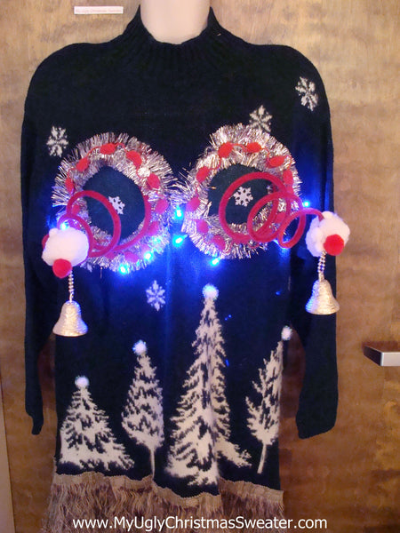 Light Up Ugly Christmas Jumper Naughty Sweater With Funny -3685