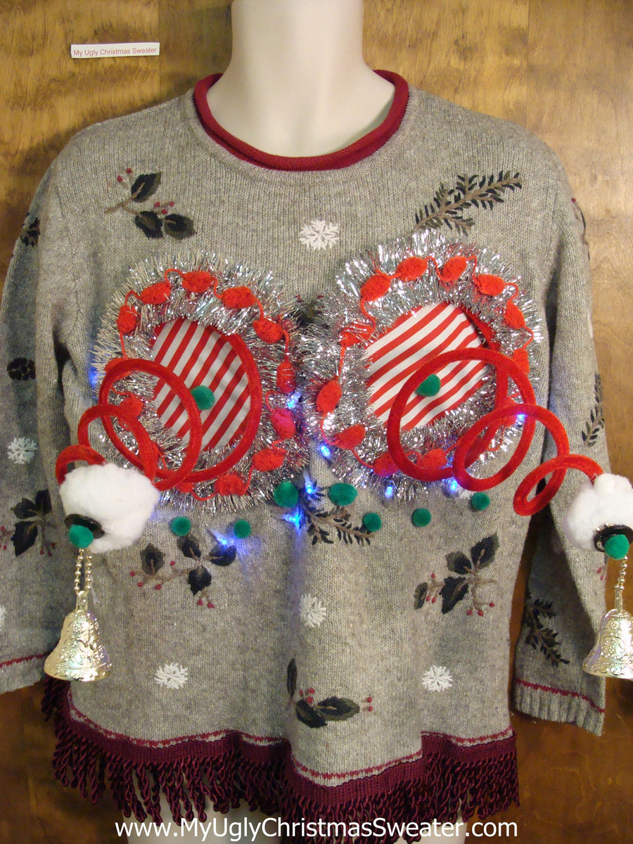 Crazy Tacky Christmas Naughty Sweater with Lights – My Ugly Christmas ...