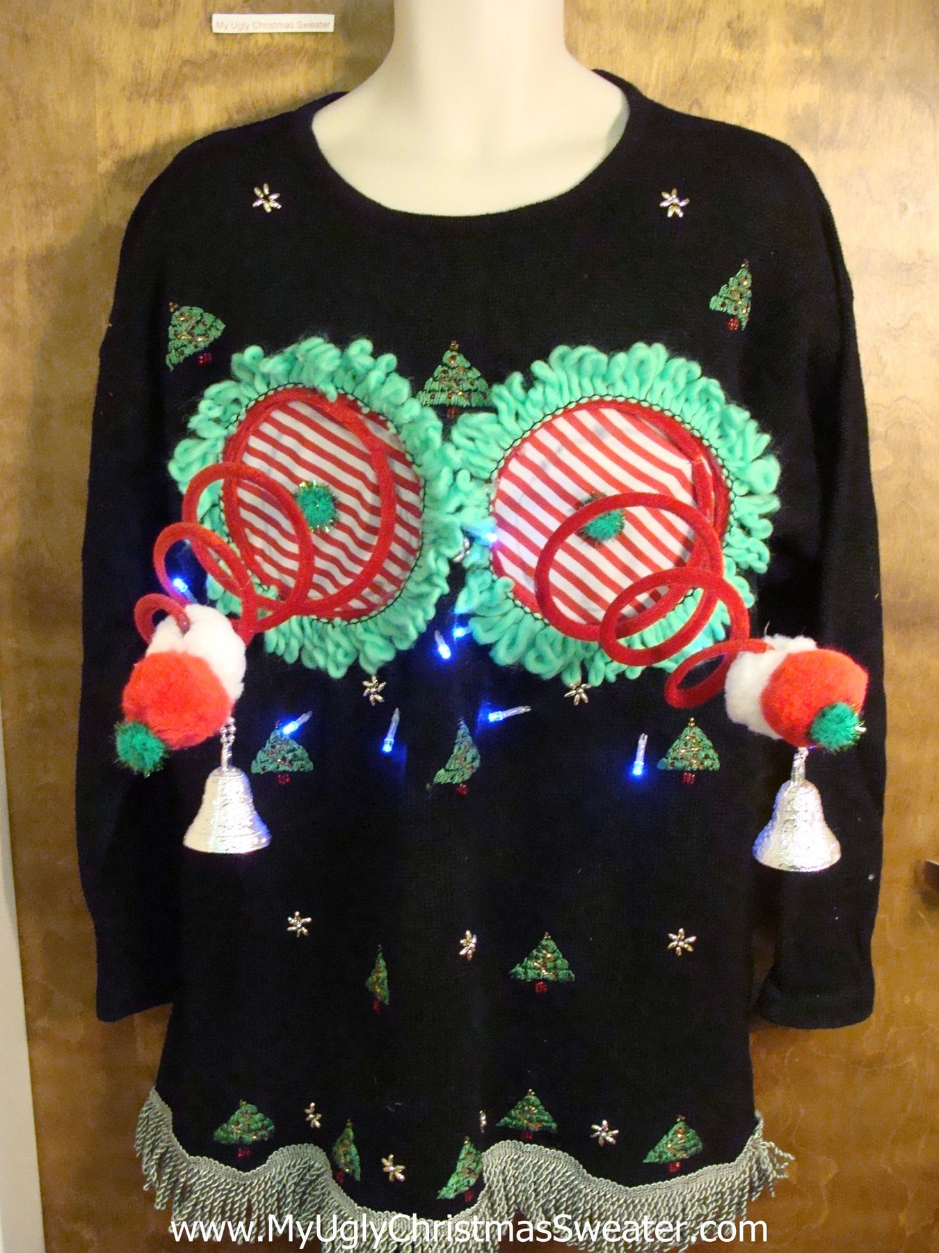 Trees and Wreaths Light-up Naughty Ugly Christmas Sweater – My Ugly ...