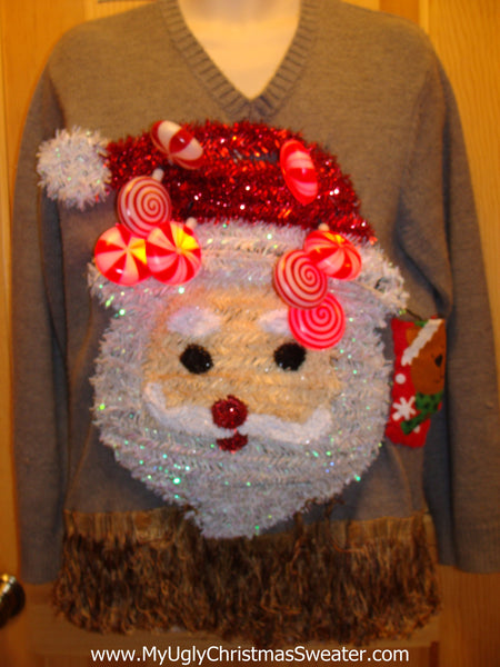 Mens Funny Ugly Christmas Sweater with Lights and Music 3D