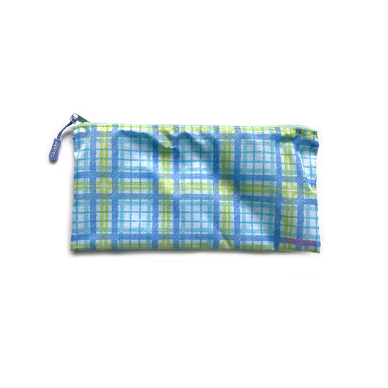 Load image into Gallery viewer, Blue Classic Plaid Large Zip Bag
