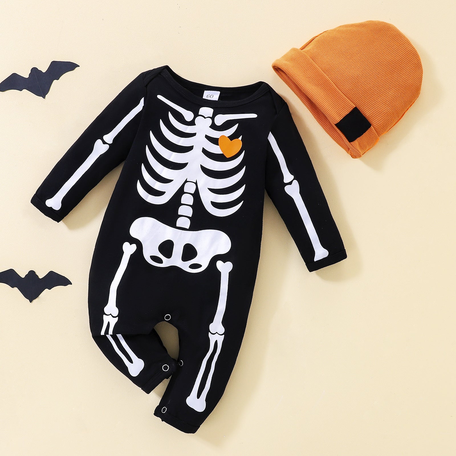 2022european and American Halloween Jumpsuit Romper Personalized Skull Skeleton + Hat