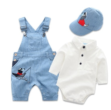 Nowborn Baby Boy Hat Romper Clothing Baby Set for Newborn Clothes Cotton Bib Jumpsuit Suit Boy Outfi