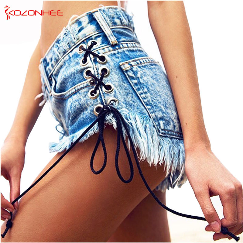 Vintage Snowflake Inelastic Women Denim Shorts With high Waist Straps Tassel Female Summer Shorts Fo