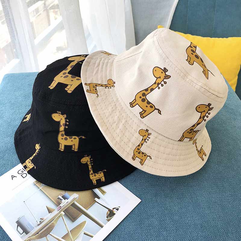 Spring Autumn Children&#39;s Bucket Hats Cartoon giraffe Sun Hat Girls Boys Outdoor Beach Hat Ca