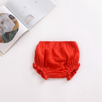 Summer New Baby Chiffon Fashion Casual Large PP Shorts Infant Solid Color Cotton Linen Bloomers Todd