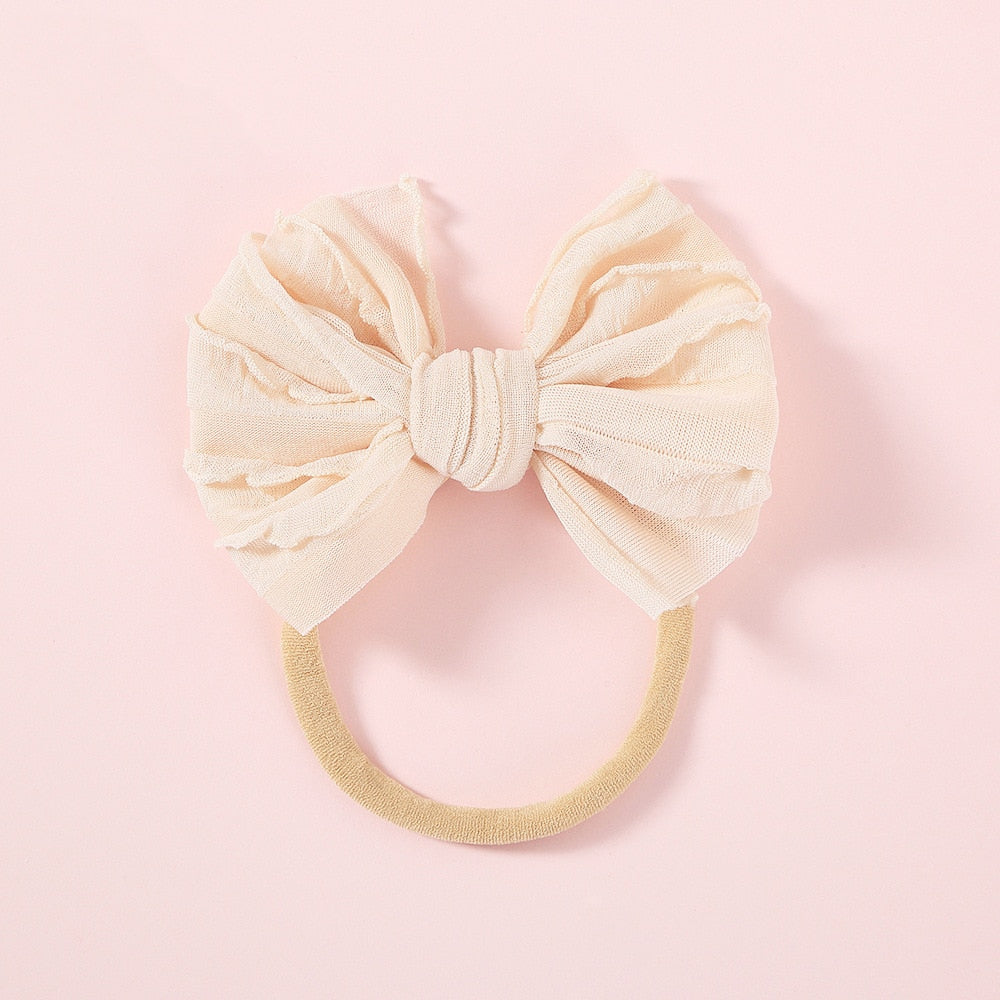 Cute Lace Bow Baby Girl Headband Soft Elastic Nylon Newborn Hair Bands Child Infant Hairwrap Diy Acc