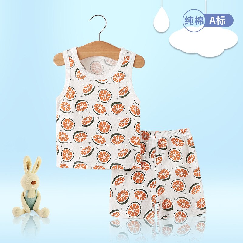 Baby Boys Clothes Set Summer Toddler Boy Cartoon Animal Casual Tank Top &amp; Shorts Pajamas Set