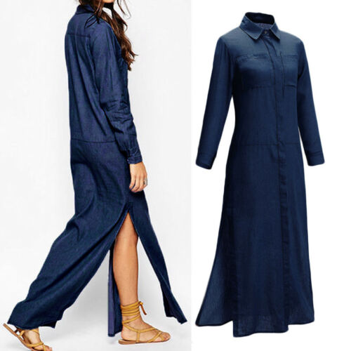 denim button down maxi dress