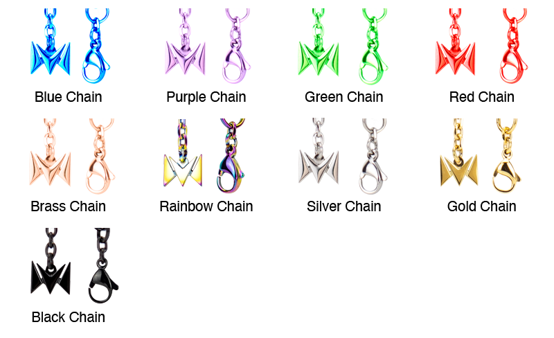 Color Swatches for each Chain Color for Mi-Pod Customs
