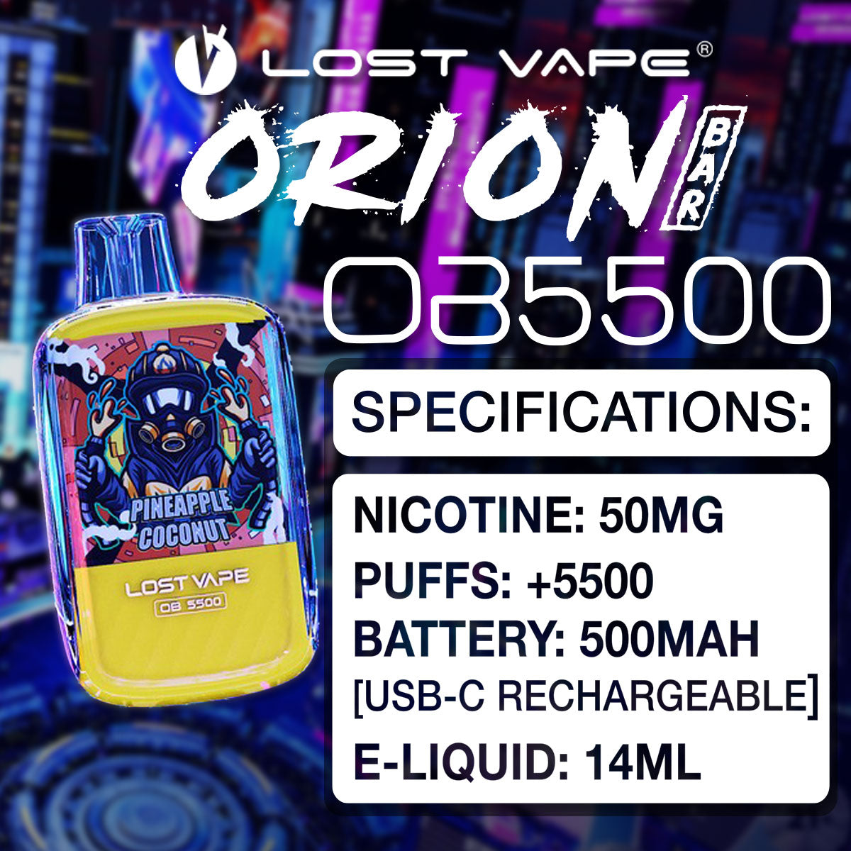 Lost Vape Orion Bar OB5500 Specs