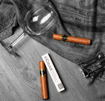 ecigar with wine glass