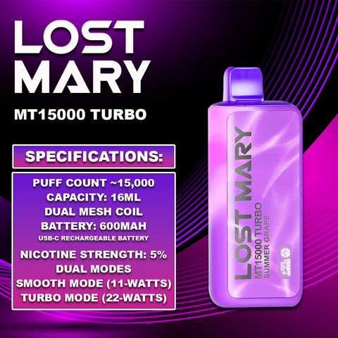 Lost Mary MT15000 Turbo Specs