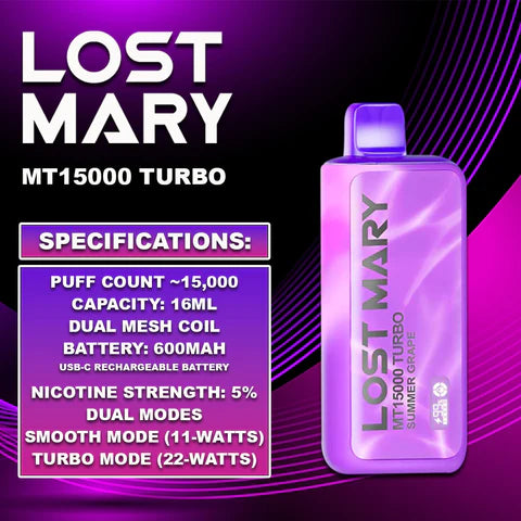 Lost Mary MT15000 Turbo Specifications
