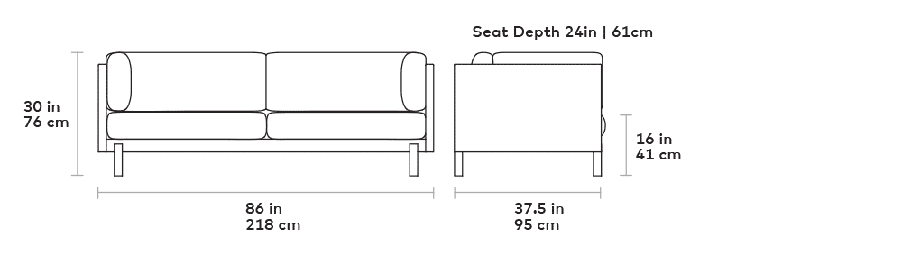 Gus Modern Silverlake Sofa dimensions