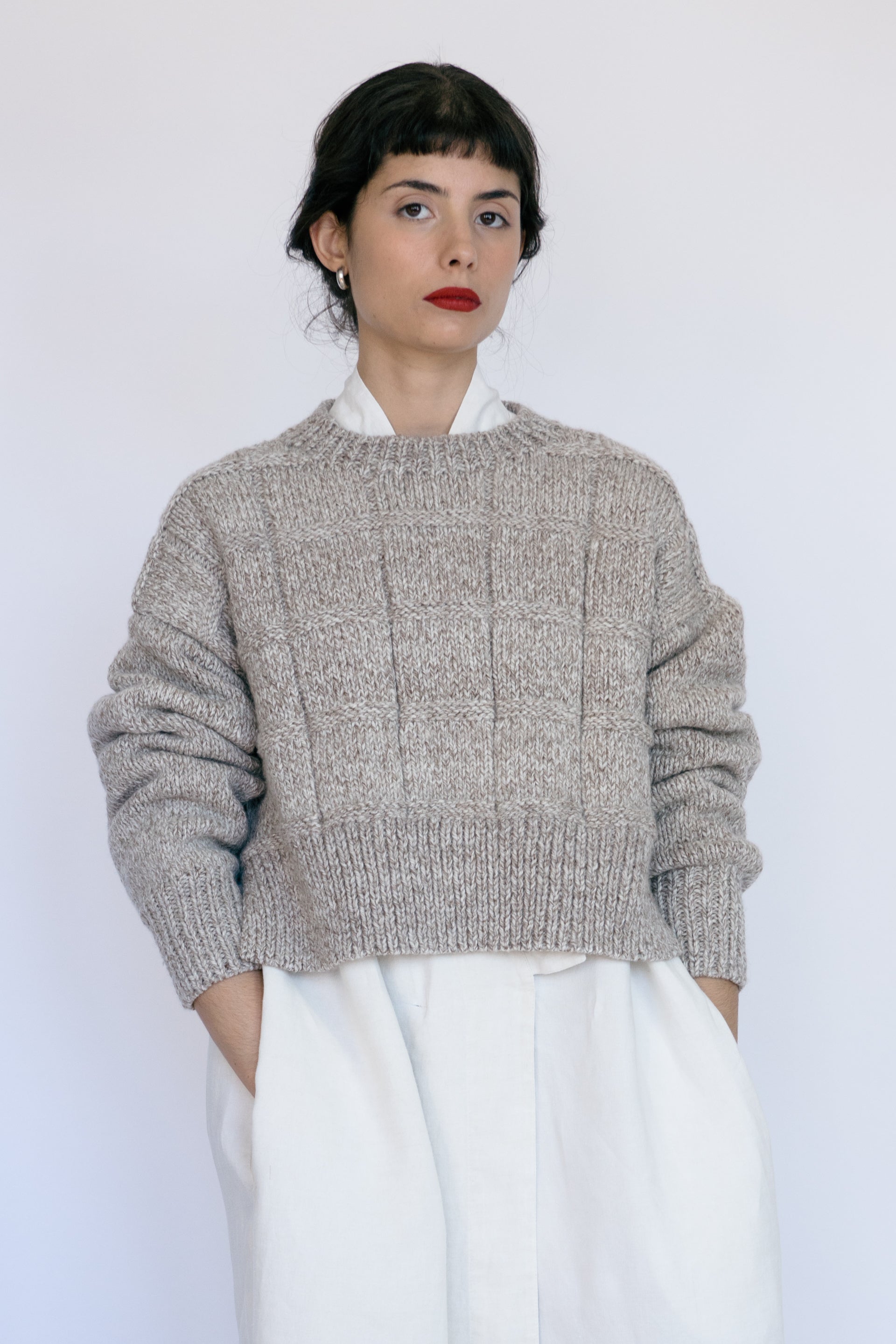 hand knitted wool jumper Tala - Stone - ound